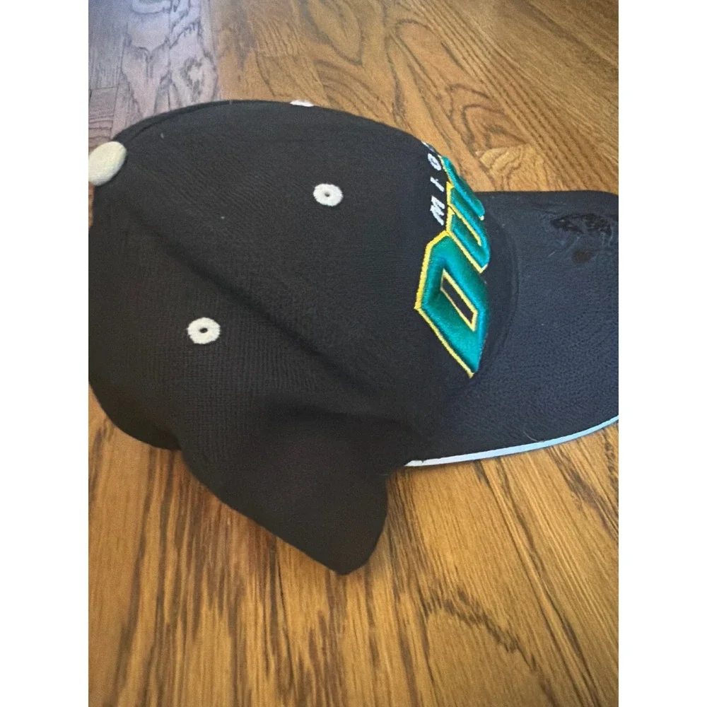 Vintage Mighty Ducks NHL Hat Drew Pearson Black Adjustable Strapback Cap Mens